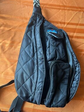 Kavu Black Quilted Sling Pack with Braided Strap